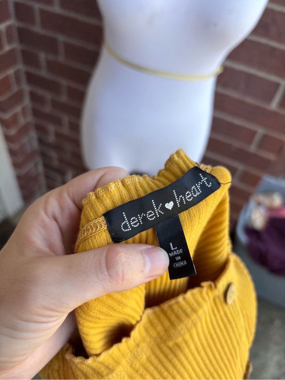 Derek Heart Mustard Ribbed Button-Front Dress - Picture 2 of 2